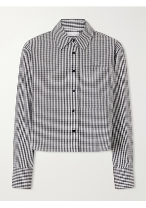 Proenza Schouler White Label - Olive Cropped Checked Cotton And Linen-blend Poplin Shirt - Gray - xx small,x small,small,medium,large,x large