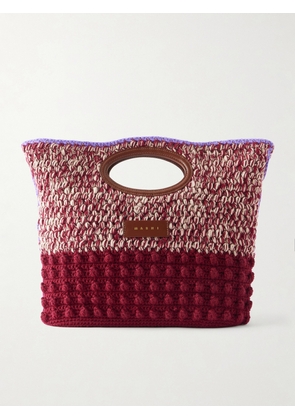 Marni - Logo-appliquéd Leather-trimmed Knitted Wool Clutch - Pink - One size
