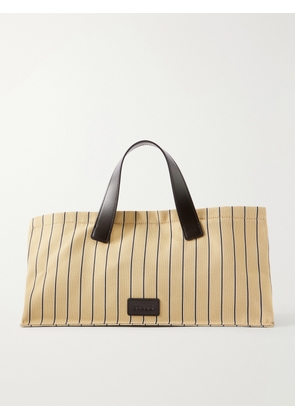 STAUD - Port Logo-embossed Leather-trimmed Striped Canvas Tote - Neutrals - One size