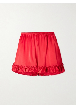 Simone Rocha - Ruffled Satin Shorts - Red - UK 6,UK 8,UK 10,UK 12,UK 14