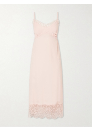 Simone Rocha - Lace-trimmed Crepe De Chine Midi Dress - Pink - UK 4,UK 6,UK 8,UK 10,UK 12,UK 14