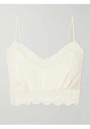 Simone Rocha - Lace-trimmed Crepe De Chine Bralette - Neutrals - UK 4,UK 6,UK 8,UK 10,UK 12,UK 14