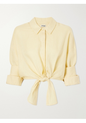 STAUD - Lisa Knotted Linen Shirt - Yellow - x small,small,medium,large,x large
