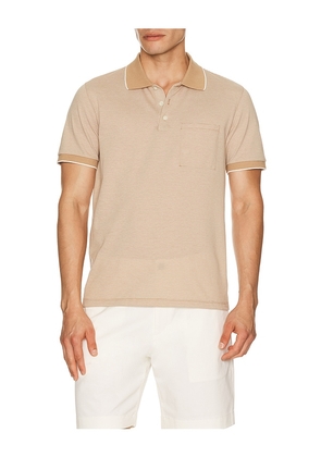 Theory Birdseye Polo in Beige,White. Size M. Also in S, L, XL/1X, XXL/2X.