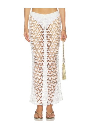 superdown Dinah Crochet Maxi Skirt in White. Size XS. Also in S, M, L.
