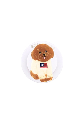 Solar Eclipse Hand-Painted Americana Puppy Grip Charm in White.