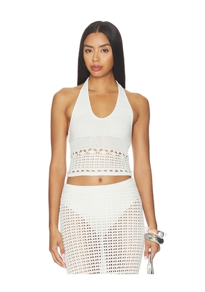 Tularosa Sellia Pointelle Halter Top in Ivory. Size XS. Also in XXS, S, M, L, XL.