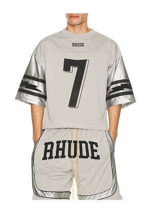 Rhude Lightning Football Jersey in Grey. Size S. Also in M, L, XL/1X, XXL/2X.