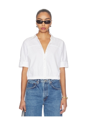 Theory Elastic Short Sleeve Shirt in White. Size S. Also in XS, M, L, XL.