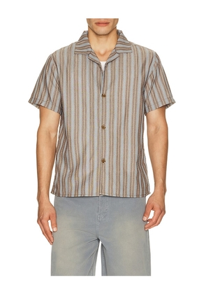 Rhythm Vacation Stripe Shirt in Brown. Size S. Also in M, L, XL/1X.