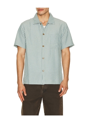 Rhythm Seersucker Stripe Shirt in Green. Size S. Also in M, L, XL/1X.