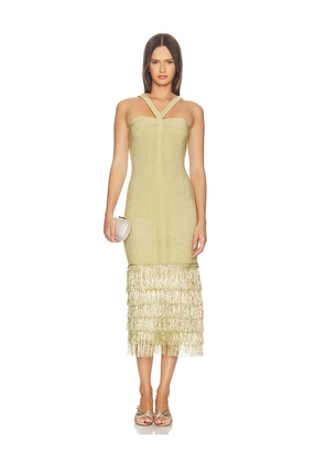 AMUR Rosalina Knit Midi Dress in Metallic Gold. Size XS. Also in S, M, L.