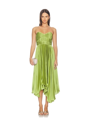 AMUR Juliett Midi Dress in Green. Size 00. Also in 0, 2, 4, 6, 8, 10, 12.