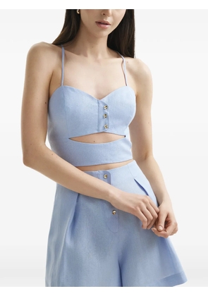 Mia Peculiar Wave linen corset top - Blue