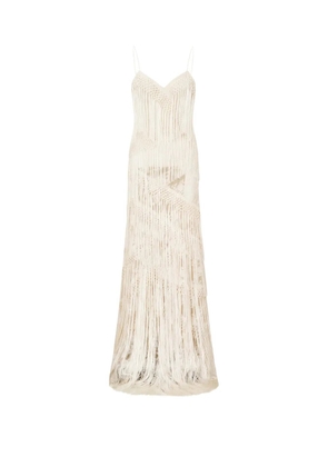 LoveShackFancy Delphi fringe lace gown - Neutrals