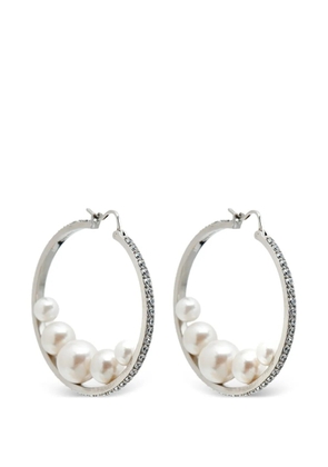 Miu Miu Pre-Owned faux pearl crystal hoop earrings - Silver