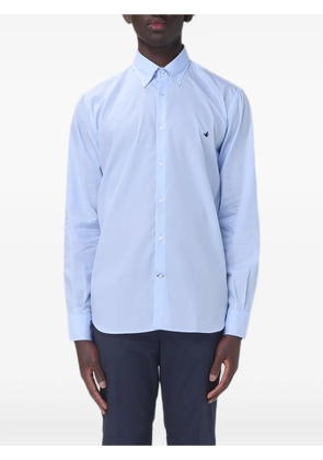 BROOKSFIELD embroidered-logo poplin shirt - Blue