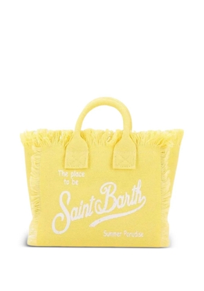 MC2 Saint Barth frayed logo-print shoulder bag - Yellow
