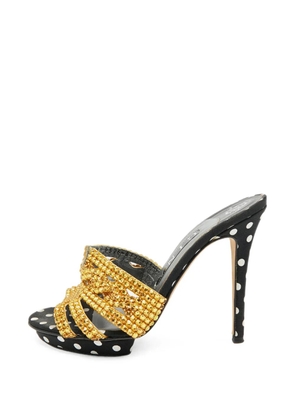 Gina crystal-embellished polka-dot sandals - Black