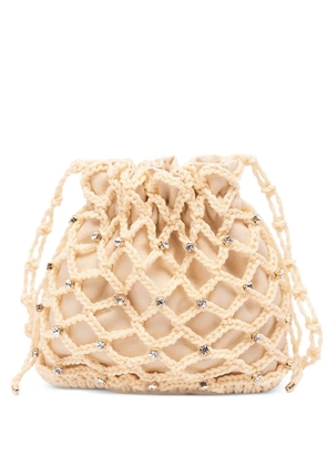 Rosantica Selene Marea crystal-embellished macramé crossbody bag - Neutrals