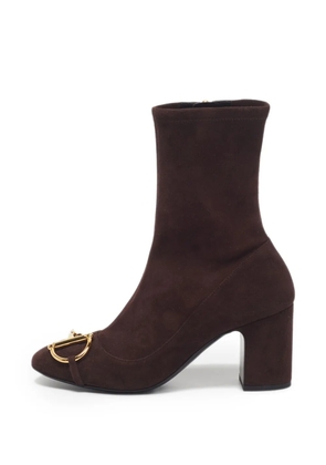 Gucci Pre-Owned Horsebit suede ankle boots - Brown