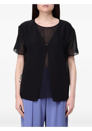 Emporio Armani chiffon-panel bar-fastening top - Black