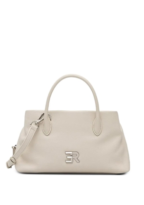 ERMANNO FIRENZE logo-plaque pebbled-leather tote bag - Neutrals
