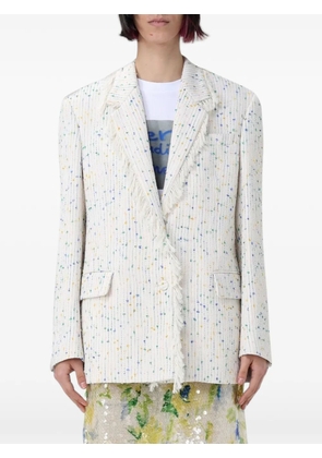 MSGM fringed bouclé blazer - White