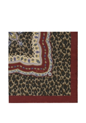 ETRO Paisley leopard-print scarf - Brown