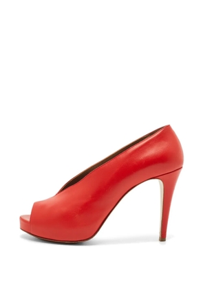 Hermès Pre-Owned V-neck platform pumps - Red
