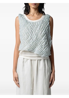 Muller Of Yoshiokubo ruffled lace-trim blouse - Blue