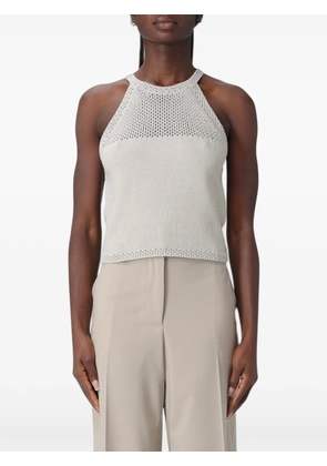 Emporio Armani halterneck open-knit top - Grey
