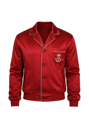 Dolce & Gabbana logo-embroidered silk bomber jacket