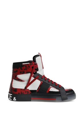 Dolce & Gabbana Portofino leopard-print high-top sneakers - Red
