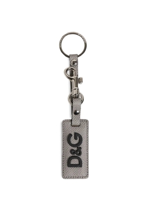 Dolce & Gabbana logo-plaque leather keychain - Grey