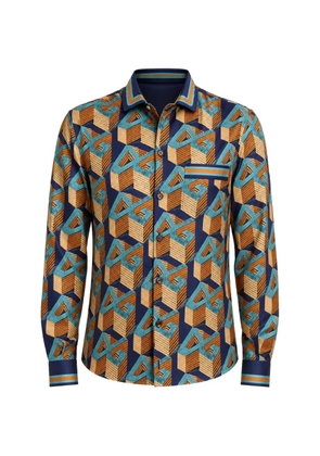 Dolce & Gabbana Multicolor DG Logo silk shirt - Blue