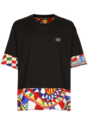 Dolce & Gabbana contrasting Sicilian Carretto-print T-shirt - Black