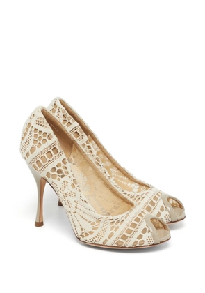Dolce & Gabbana Pre-Owned lace peep-toe pumps - White