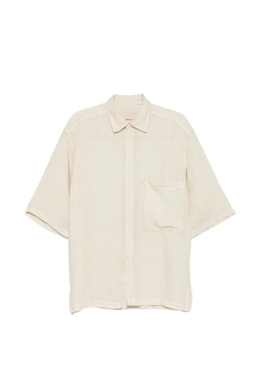 InLinum chest-pocket short-sleeve shirt - Brown