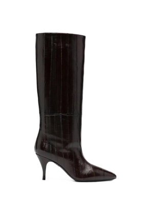HERBERT LEVINE panelled knee-high leather boots - Brown