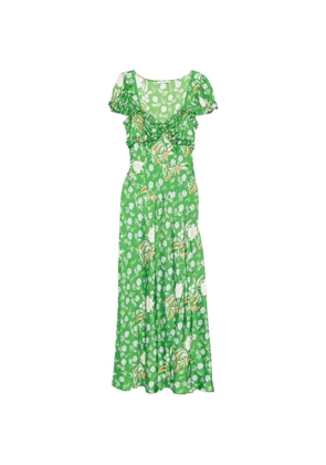 DÔEN Valerine floral-print ruffled silk maxi dress - Green