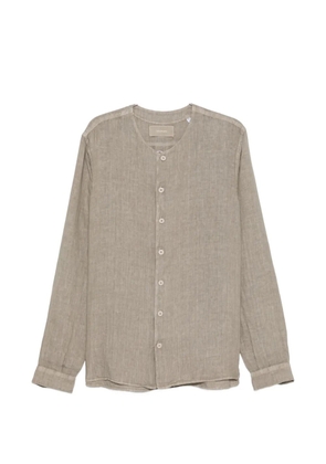 InLinum collarless long-sleeve shirt - Brown