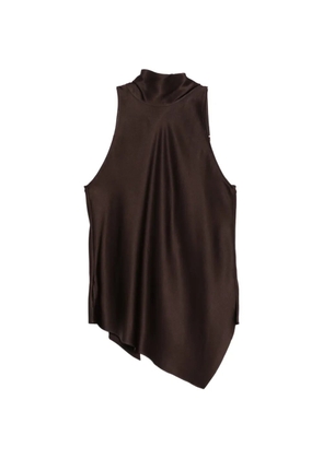 Brunello Cucinelli asymmetric-hem silk top - Brown