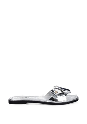Love Moschino bow-detail metallic slides - Silver