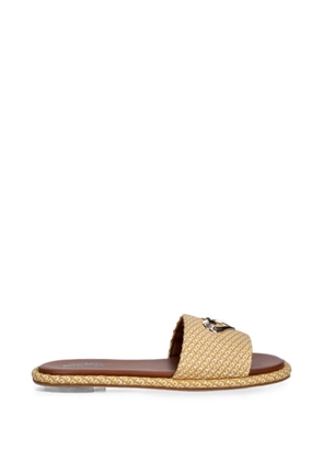 Love Moschino woven heart-plaque sandals - Neutrals