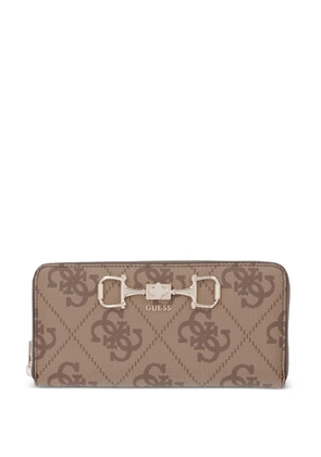 GUESS USA logo-print zip-up wallet - Brown