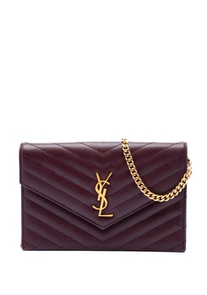 Saint Laurent Pre-Owned 2018 Grain De Poudre Matelasse Chevron Monogram Chain Wallet crossbody bag - Red