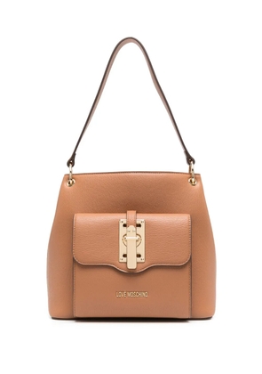 Love Moschino logo-plaque leather shoulder bag - Brown