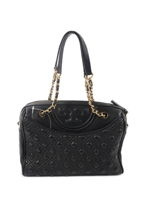Tory Burch quilted logo-patch shoulder bag - Black