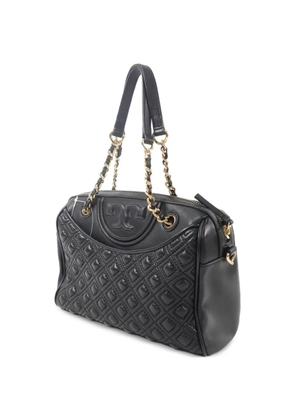 Tory Burch quilted logo-patch shoulder bag - Black